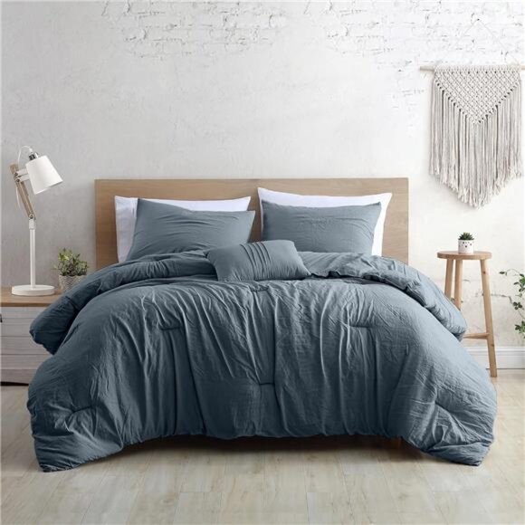Modern Threads 4-Piece Garment-Washed Comforter Set Beck Denim Queen - Picture 2 of 7